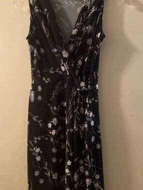 Kaileigh Black & White Floral Wrap Midi Dress